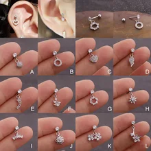 Sellsets, 1 шт., ювелирные изделия для пирсинга на спирали, CZ, свисающие хрящи, серьги, серьги для пирсинга в виде раковины