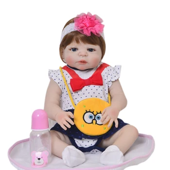 

Full silicone reborn baby dolls 22"55cm bebe bonecas reborn corpo de silicone inteiro menina waterproof child gift toy dolls