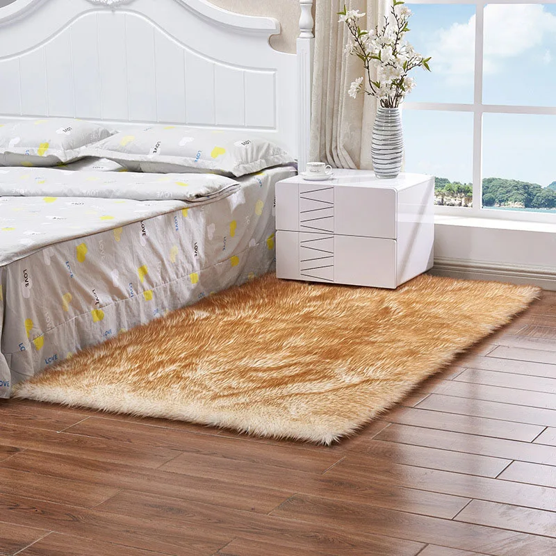 Детские коврики шерсть имитация ковры из овчины искусственный мех для спальни, ворсистый ковер оконные коврики декор гостиной диван коврики для Кабинета - Цвет: D 60CM 90CM