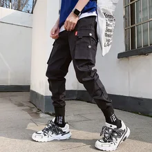 Новое поступление мужские однотонные боковые штаны карго с карманами шаровары Штаны для пробежек