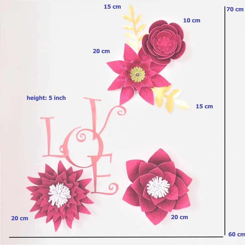 

2019 Giant Glittered Foam Flowers Handmade Hot Pink Large Rose Set For Nursery Wedding Birthday Backdrop Wall Decoration Outdoor