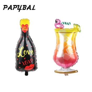 

50pcs Love Wine Bottle Foil Balloons Flamingo Glass Wedding Decorations Birthday Party Supplies Adult Event Party Summe Party