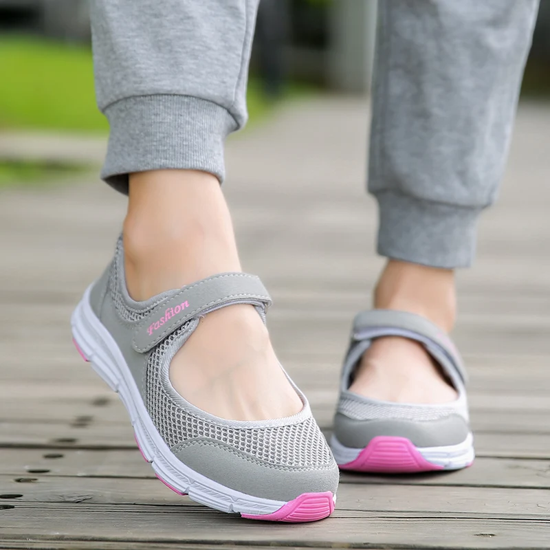 

Fires Women Sandals Casual Summer 41 Shoes Breathable Healthy Outdoor Shoes Ladies Mesh Lightweight Loafers Comfort Light Flats