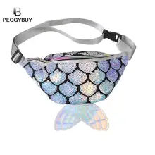 Рыба Форма с блестками для маленькой девочки сумка на плечо; сумка-мешок Яркая блестящая сумка Для женщин блестками талии поясные сумки спортивные нагрудные сумки