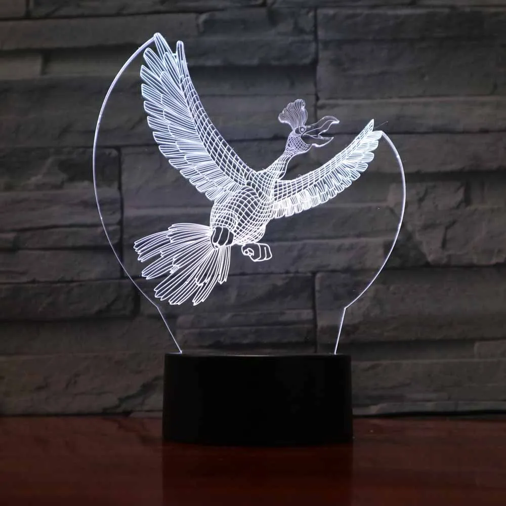 

7 Colors Change Animal Bird Crow Fly Modelling LED 3D Night Light Creative Ambient Desk Lamp Decor Lighting Luminaria Kids Gifts