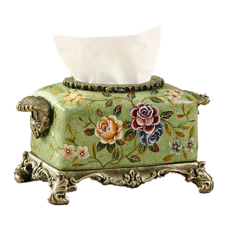

2018 new European high-end retro tissue box American country luxury Book box garden French creative aesthetic napkin gift