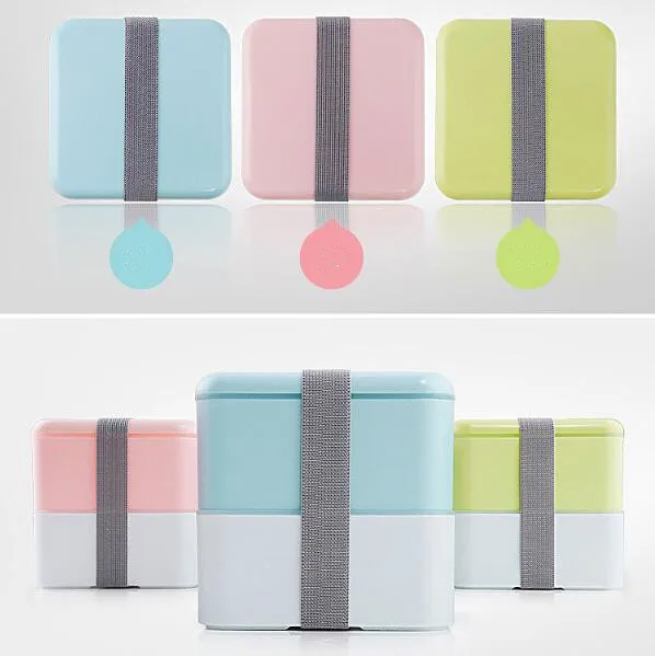 3 Colors 1200ml Double Layer Lunch Box Large Capacity Microwave Oven Bento Boxes Dinnerware Lunchbox | Дом и сад