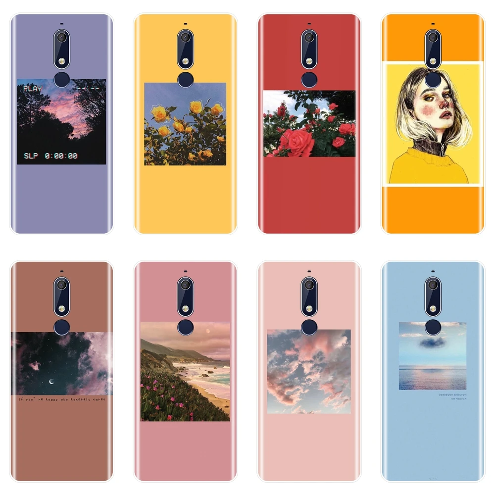 

Back Cover For Nokia 2.1 3.1 5.1 6.1 7.1 Silicone Soft Yellow Flower Girl Purple Phone Case For Nokia 7.1 6.1 5.1 3.1 2.1 Plus