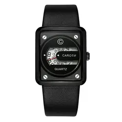 Мужские кварцевые спортивные часы модный топ бренд кожаный ремешок креативные водостойкие наручные часы мужские полые часы Relogio Masculino
