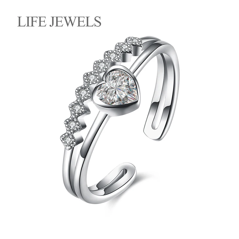 Authentic 100% 925 Sterling Silver Heart Shaped Zircon Rings Charm l Women Luxury Sterling Silver Valentine's Day Gift Jewelry Fine Jewelry