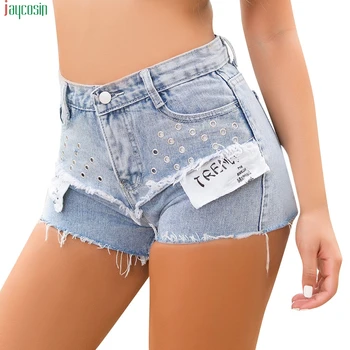 

JAYCOSIN 2019 Shorts Women Denim Jeans Casual High Waist Stretch Straight Drawstring Elastic Trouser shorts female Shorts Women
