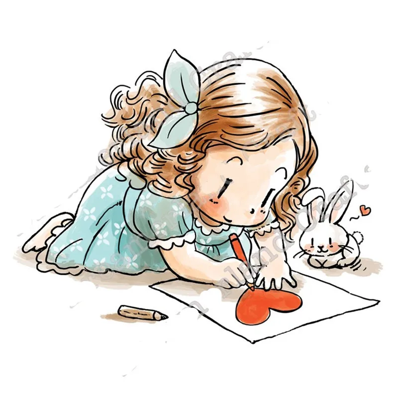 

Cartoon Drawing girl pattern Transparent Clear Stamp DIY Silicone Seals Scrapbooking Card Making Photo Album Decoration