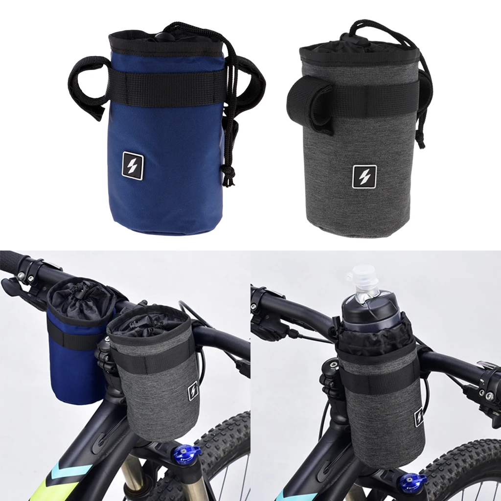 2-Counted Bike Front Handlebar Bottle Pouch/Sleeve with Carrying Handle & Adjustable Strap for Flask Bottles, Kettles