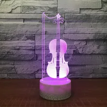 Скрипка 3D светодиодный Настольный светильник USB 7 цветов Изменение Музыкальные инструменты ночник дети сон освещение подарок домашний декор Прямая поставка