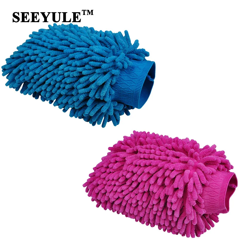 1pc SEEYULE 26x18cm Microfiber Car Wash Glove Waterproof Comfortable