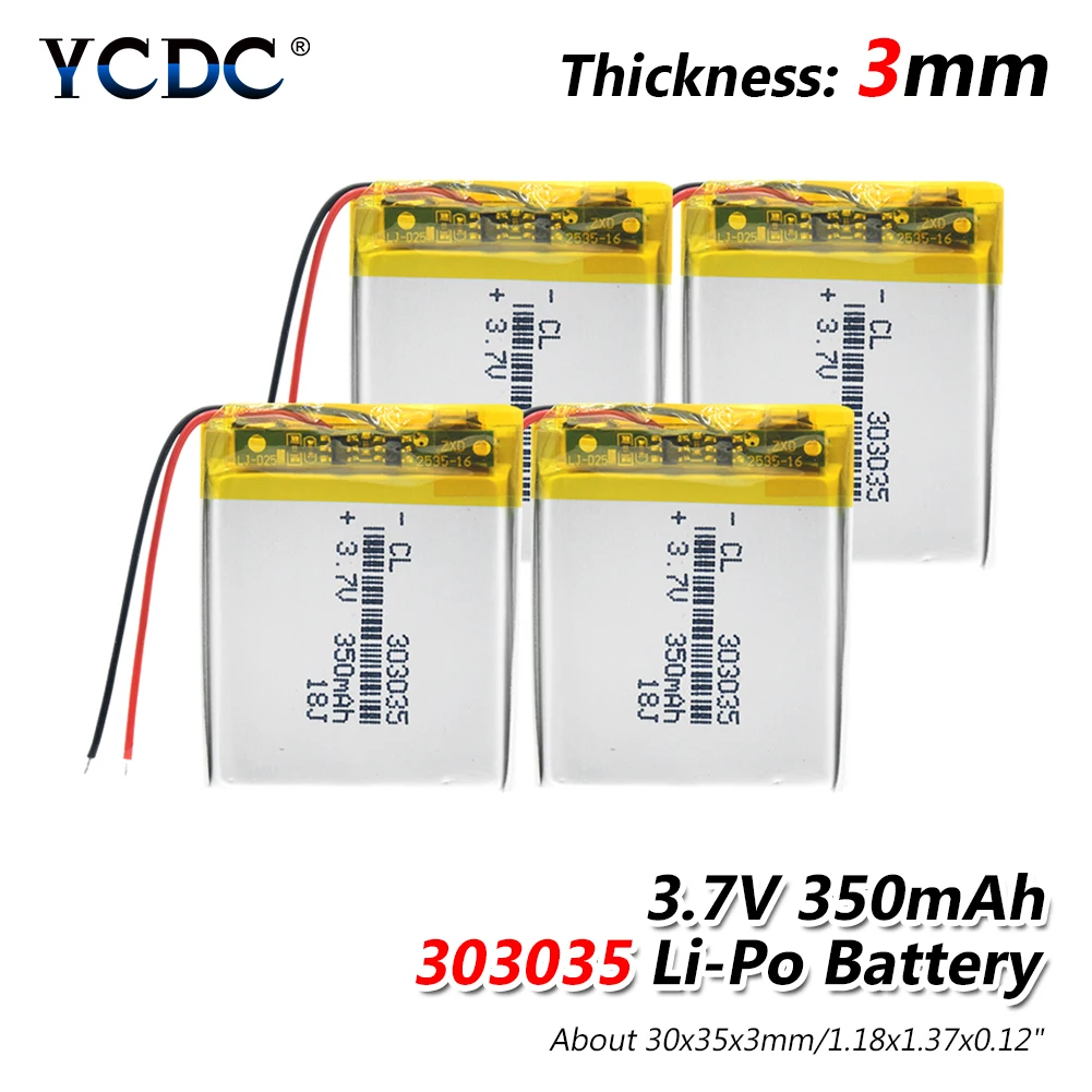 

3.7V 350mAh 303035 Rechargeable Battery For MP3 MP4 MID PDA Driving Recorder