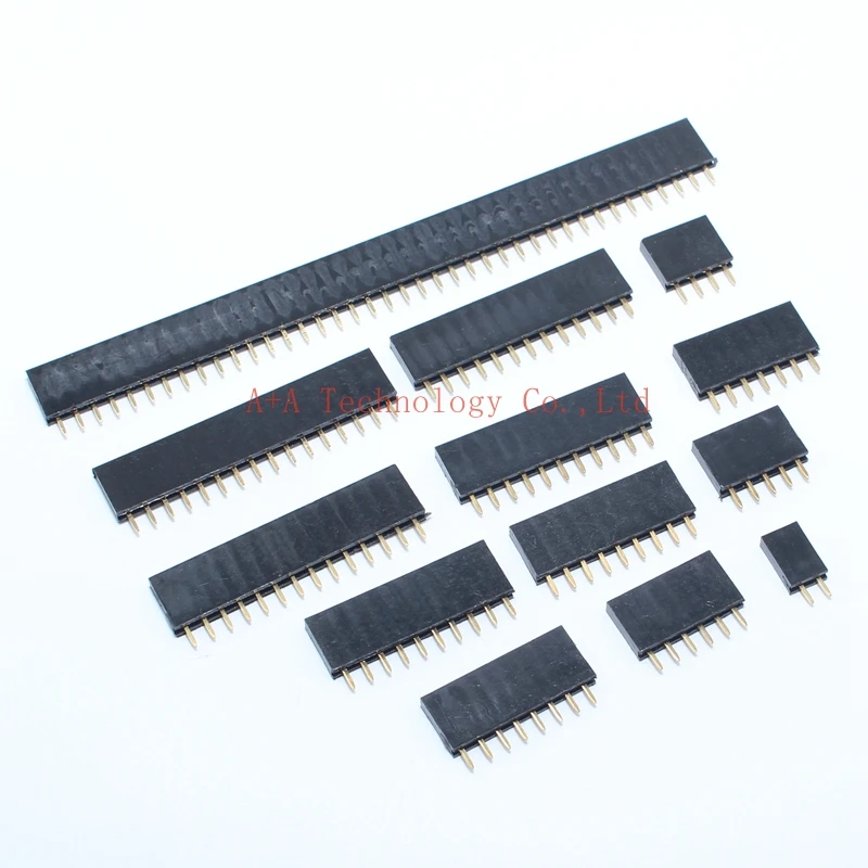 Pitch 2.54mm Pin Stright Female Single Row Pin Header Strip PCB Connector 1