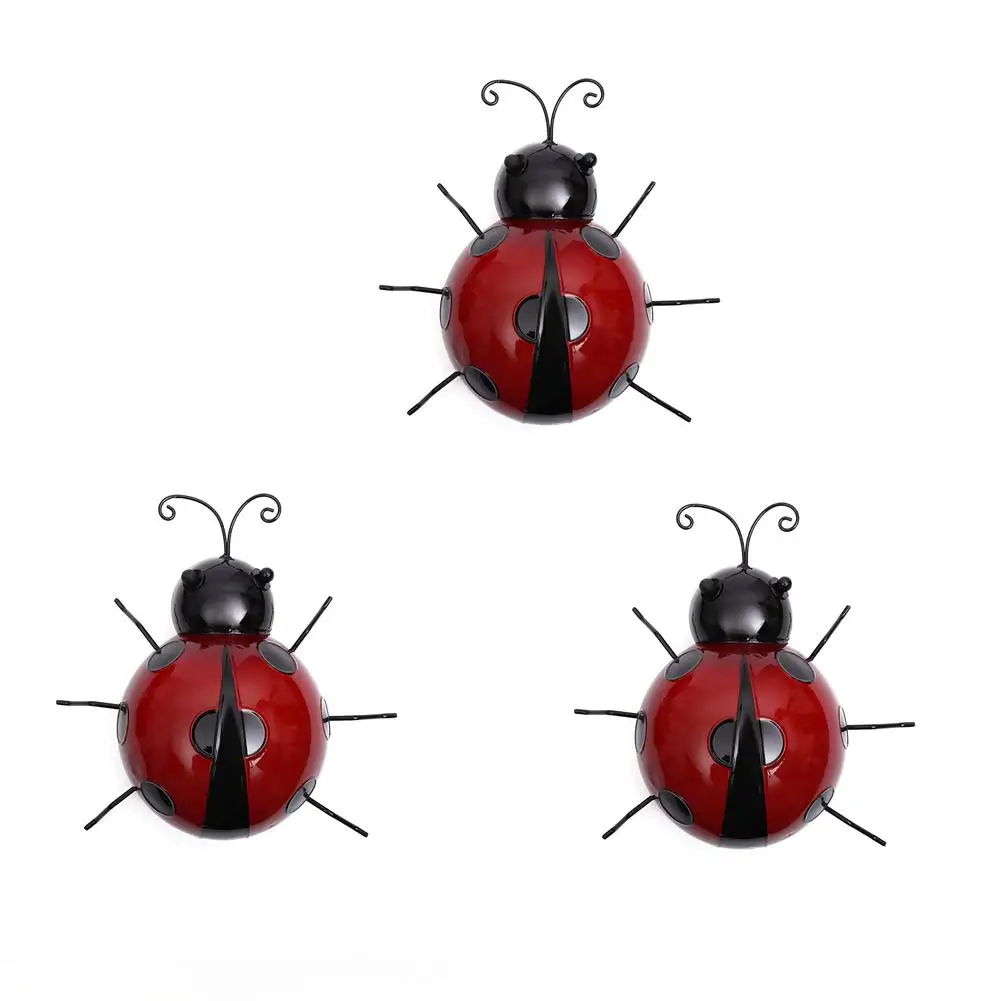 

Metal Simulated Ladybug Animal Hanging Wall Art Hanger Garden Fence Home Decor