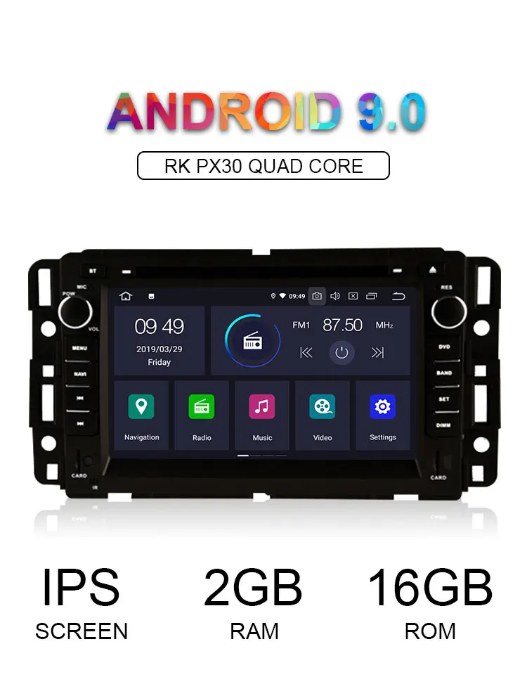 Excellent LJHANG 2 Din Android 9.0 Car DVD Player For GMC Chevrolet Chevy Yukon Sierra Tahoe Acadia Suburban Multimedia Car Radio GPS WIFI 1