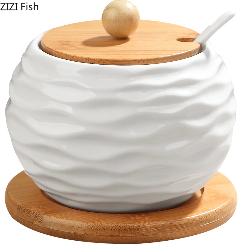 В японском стиле креативная керамика одна банка для специй кухонные украшения для хранения дома с крышкой с ложкой