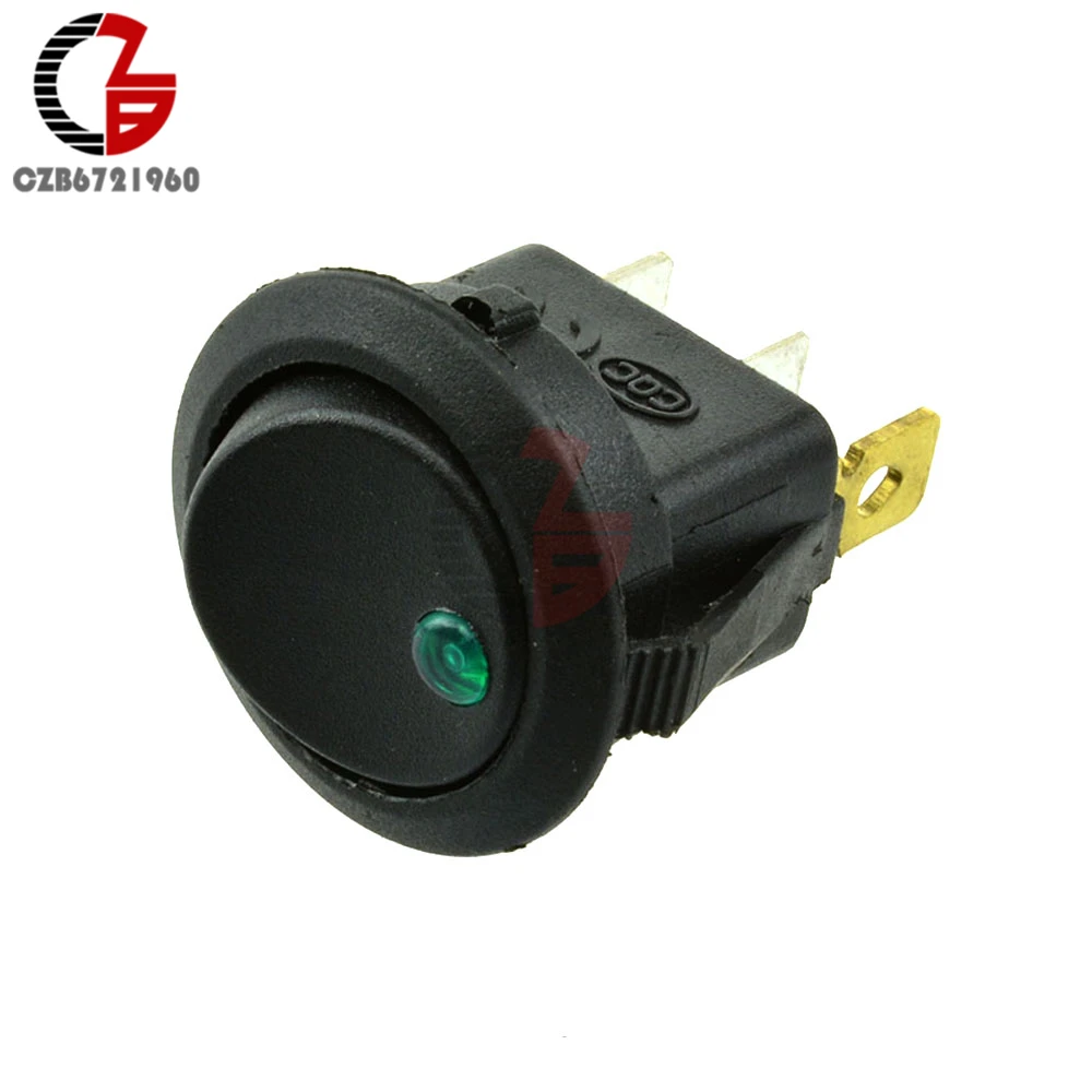 

4PCS 12V LED Dot Light Car Auto Boat 3Pin Round Rocker ON/OFF Toggle SPST Switch