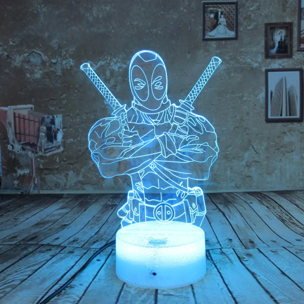 

3D Lamp Deadpool Remote Best Gift For boys Acrylic Table Night light Furniture Decorative colorful 7 color change household Home