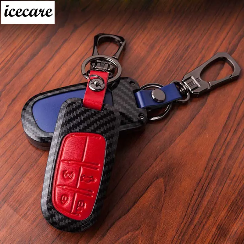 

Carbon Fiber Leather Key Cases Fob Cover For Fiat Dodge Charger Dart Challenger Durango Jeep Grand Cherokee Chrysler 300 Smart