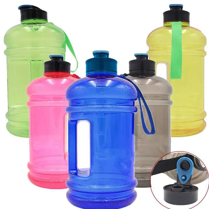 

2.2 Liter PETG Transparent Large Capacity Sports Water Bottle w/ Carrying Loop