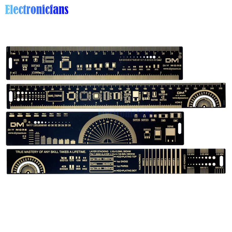 

15cm 20cm 25cm Multifunctional PCB Ruler Measuring Tool Resistor Capacitor Chip IC SMD Package Units For Electronic Engineers