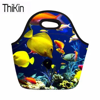 

THIKIN 3D Fish Shark Dolphin Insulated Lunch Bag for Women Portable Lunch Box Bag Teen Storage Male Bag Ladies Thermal Food Bag