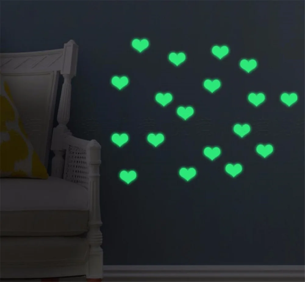 Novelty hot night wall stickers Heart star DIY children luminous