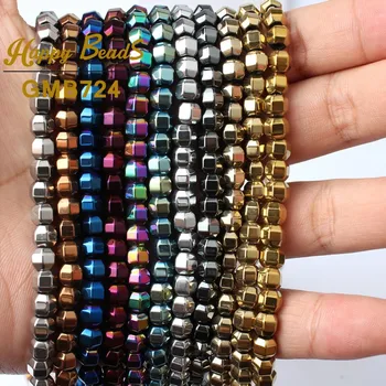 

6*5mm Natural Stone Polyhedron Multicolor Hematite Loose Spacer Beads Faceted Ball shape Bead For Making Jewelry DIY Bracelet