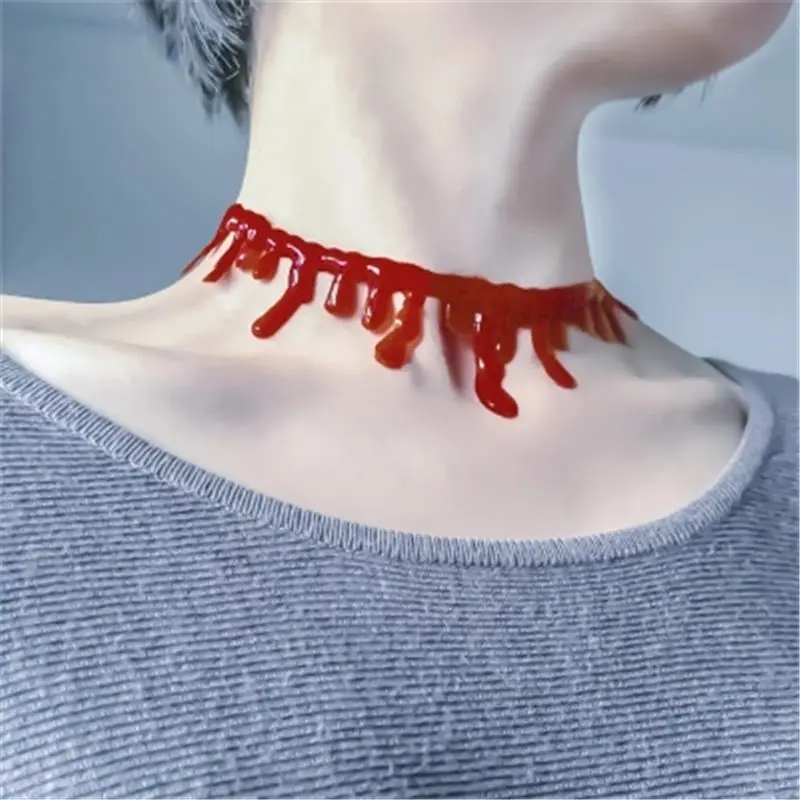 Halloween-Decoration-Horror-Blood-Drip-Necklace-Fake-Blood-Vampire-Fancy-Joker-Choker-Costume-Red-Necklaces-Party