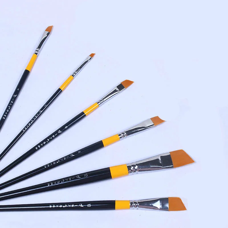 Kopen 6 stks set Propyleen Aquarel Nylon Haar Houten Handvat Borstel Verschillende Vorm Olie Acryl Schilderen Borstel Kunst Levert