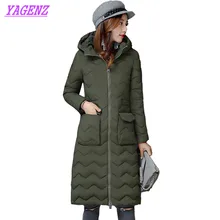 Winter warm Young women Down cotton Jacket Fashion Korean version Long Cotton outerwear Slim Hooded Large size overcoat 3XL B192