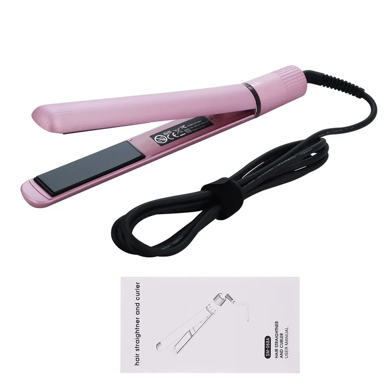 

2 in 1 Ceramic Flat Iron Curler Professional Hair Straightening Iron Temperature Adjustable Electric Curling Straightener LED
