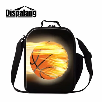 

Dispalang Basketbally Lunch Bag Patterns Cool Insulated Lunch Container for Kids Small Messenger Soccers Sporty Lunch Cooler Bag