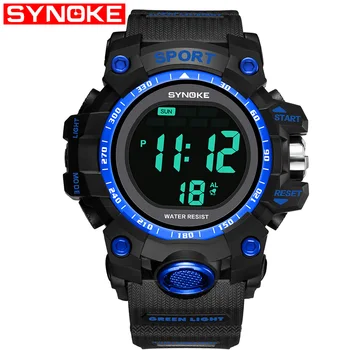 

SYNOKE Famous Luxury Brand Mens Sport Watch Stainless Steel LED Digital Date Alarm Waterproof Sports Army Quartz Watch