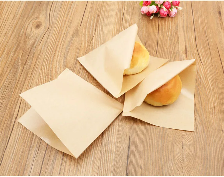 20 шт 15x15 см крафт-бумажный упаковочный мешок, маслостойкая сэндвич-сумочка для пончиков для хлебобулочных хлебных пищевых мешков, тригонометрический тип, белый, коричневый