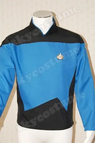 Star TNG The Next Generation Trek Uniform Cosplay Costume Red Blue Yellow Shirt For Men Size XS-XXXL - Color: Blue