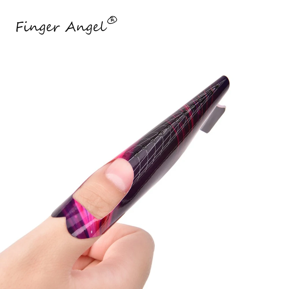 Finger Angel 50/100/500 шт. формы ногтей советы нейл-арта набор инструментов для самостоятельного Бумага кривой Гель-лак для ногтей УФ расширение французский XL Маникюр форма W010