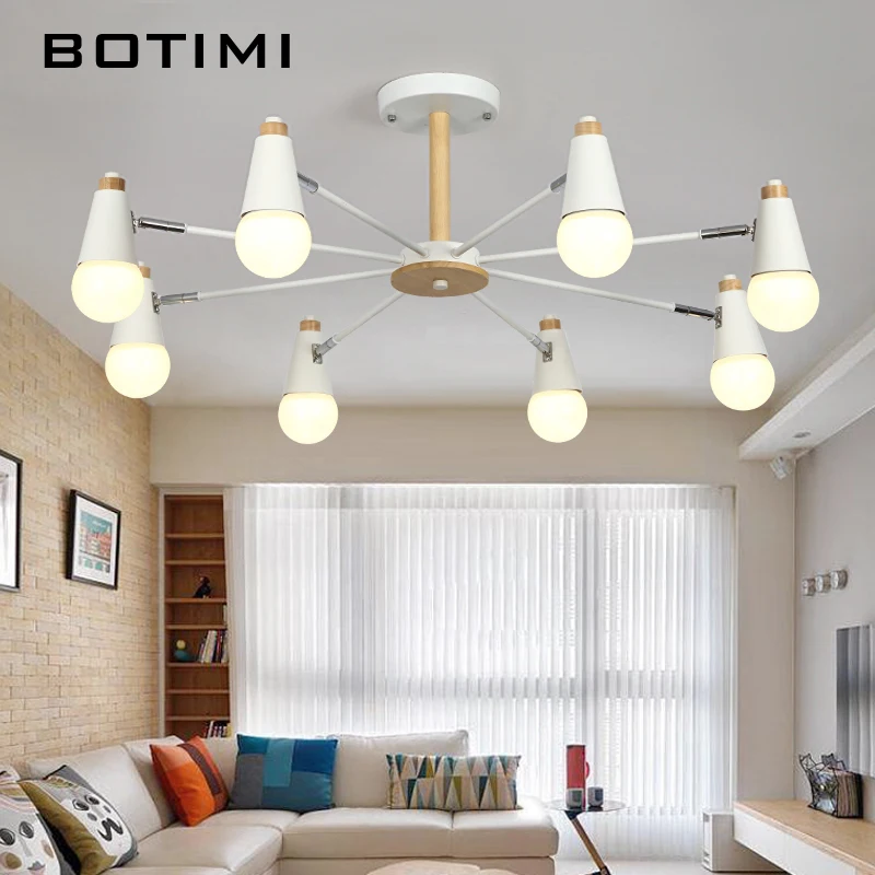 BOTIMI современные светодиодные потолочные лампы для гостиной регулируемые металлические Lamparas de techo коридор E27 внутренние деревянные светильники