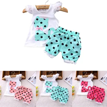 

Girls Clothes Kids Cat Print Sets Summer Toddler Girl White Kawaii Animal Printing T-shirt Cartoon Shorts For Infant Girls