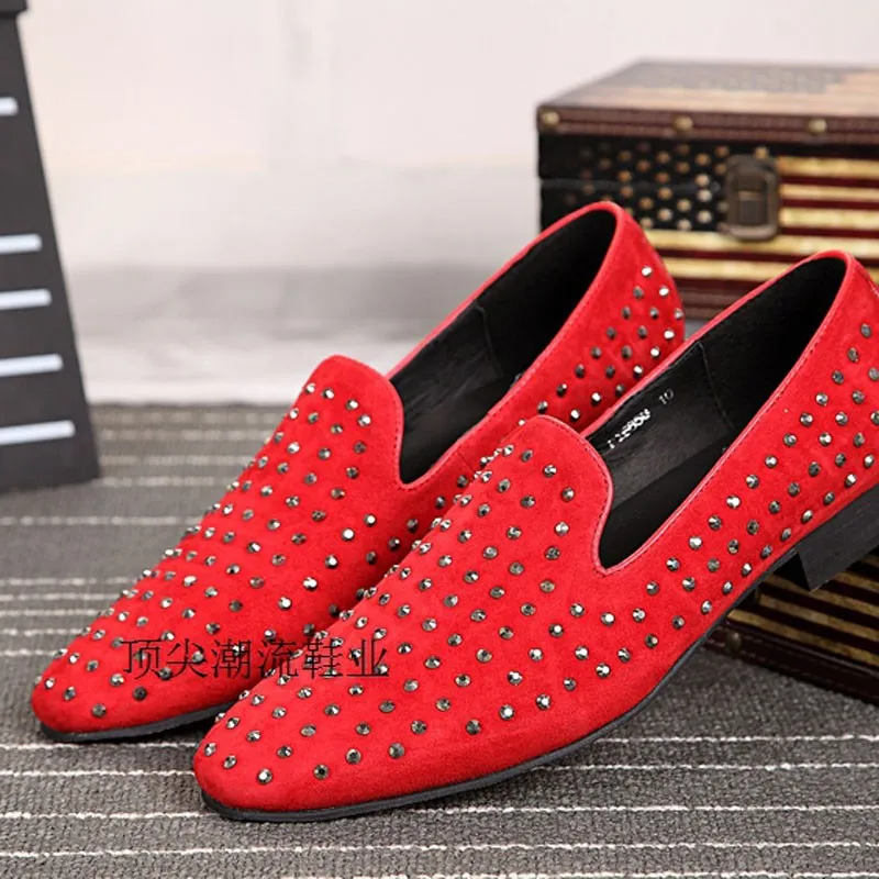red studded loafers