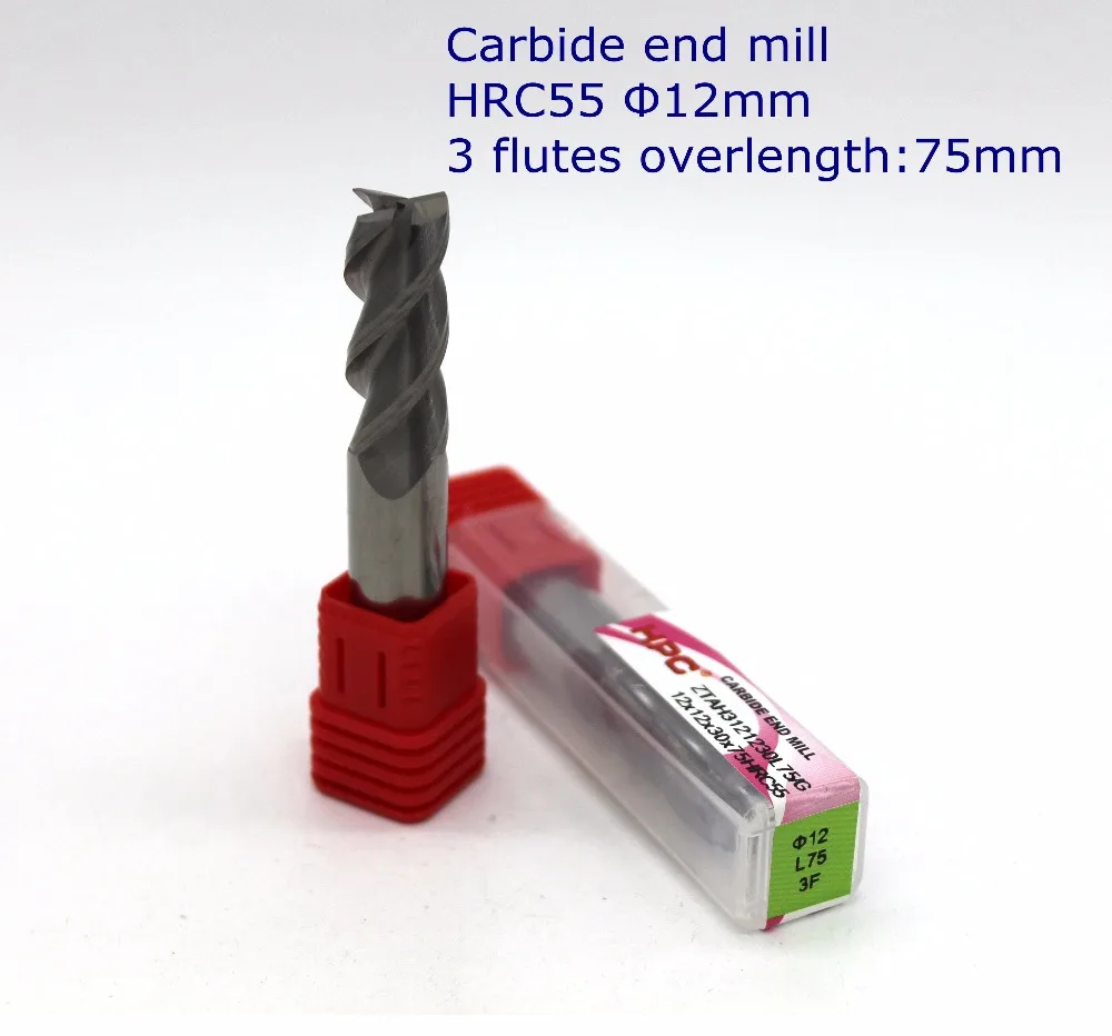 Fresa de ponta plana 12*12*100 de 3 flautas, fresa de hrc 55