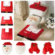 Christmas Decoration Supplies Santa Toilet Seat Cover Paper Towel Set Rug Bathroom Set