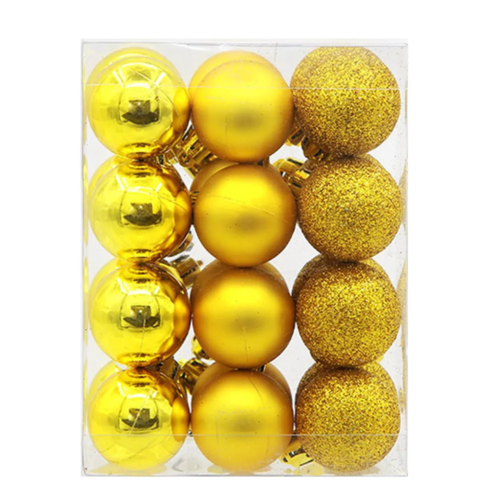 24 шт. рождественские украшения для дома Рождественские мячики елочные шары вечерние елочные украшения Висячие орнаменты Декор Рождество год - Цвет: Gold