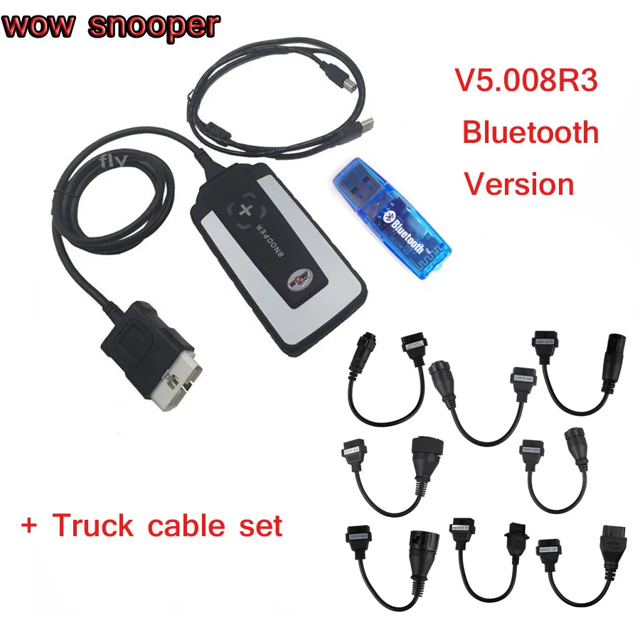 

Best quality single PCB WOW SNOOPER V5.008R3 software Bluetooth NEW Black CDP SNOOPER scanner with Truck cable set Free shipping