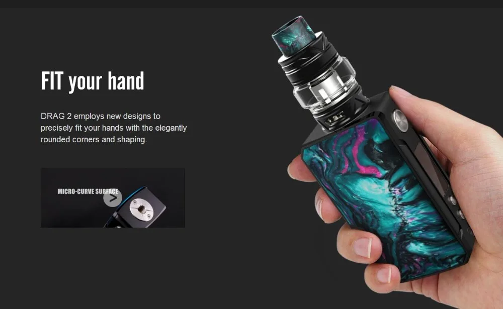 Clearance ！Voopoo Drag 2 Platinum Vape Kit 177W TC Mod With Uforce T2 SubOhm Tank U2/U3 Powered By Dual 18650 Battery Vaporizer