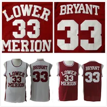 

Throwback Basketball Jersey Bryant Jerseys High School Lower Merion 33# Red and White 2 Cheap Stitched